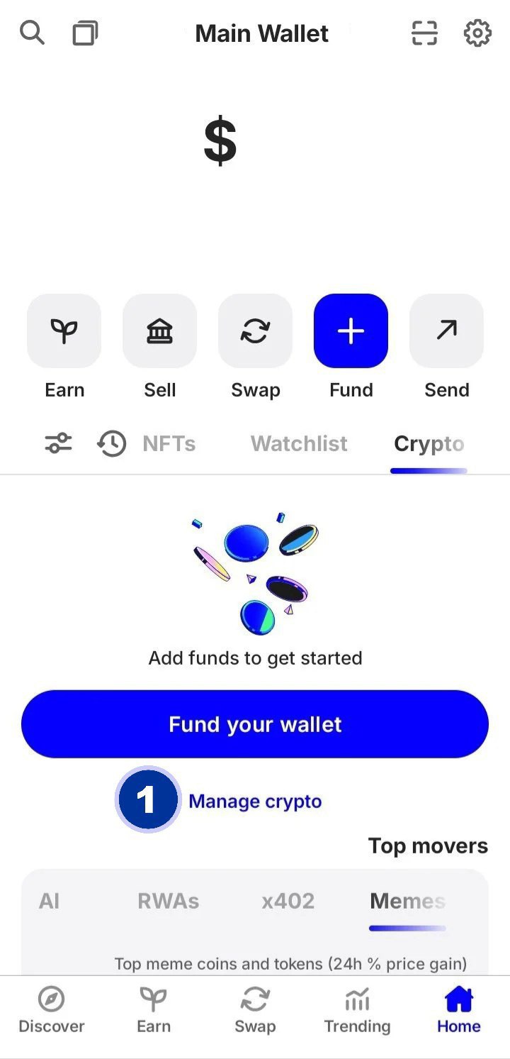 Step 1: Manage Crypto